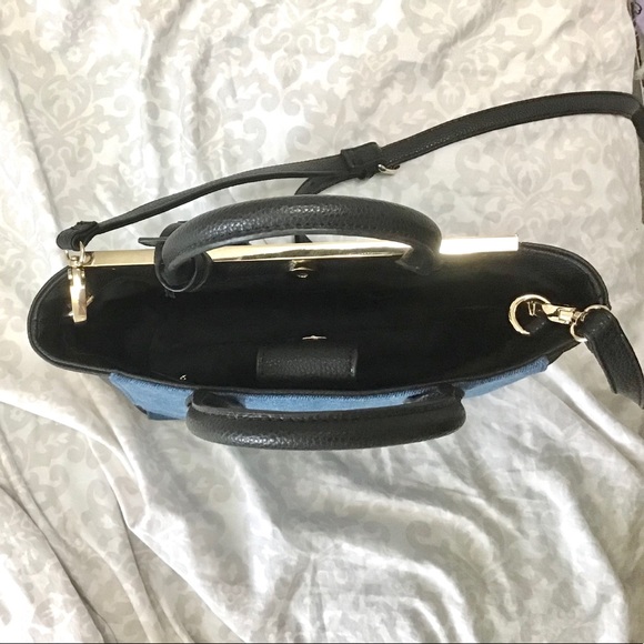 Guess Denim/ Faux Leather Crossbody Bag - Picture 2 of 3
